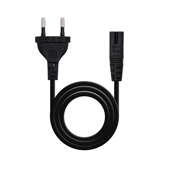 Nanocable Cable de Alimentacion Forma 8 CEE7/16 Macho a C7 Hembra 3m - Color Negro
