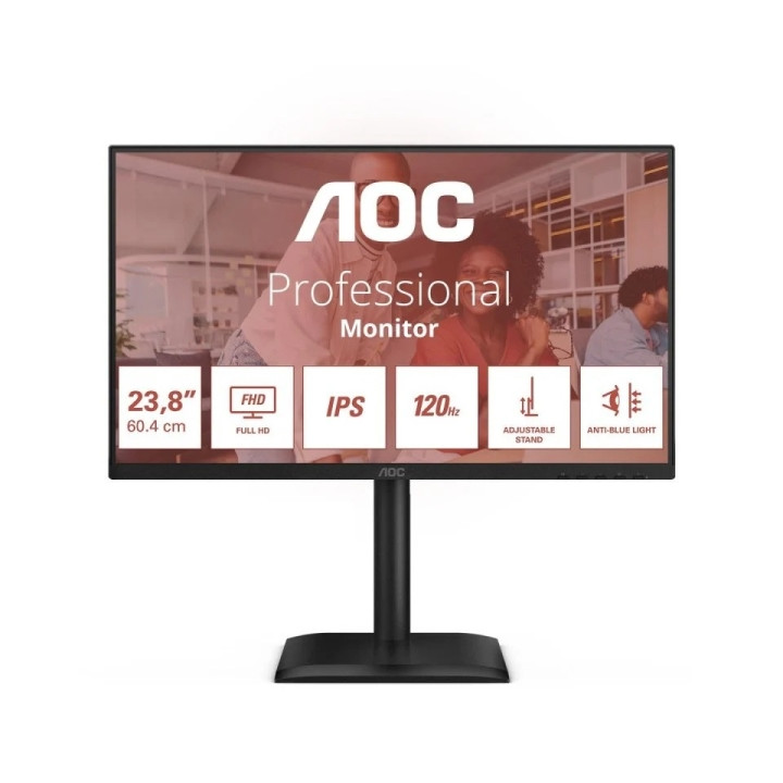 AOC Monitor 23.8" LED IPS FullHD 120Hz - Respuesta 4ms - Ajustable en Altura