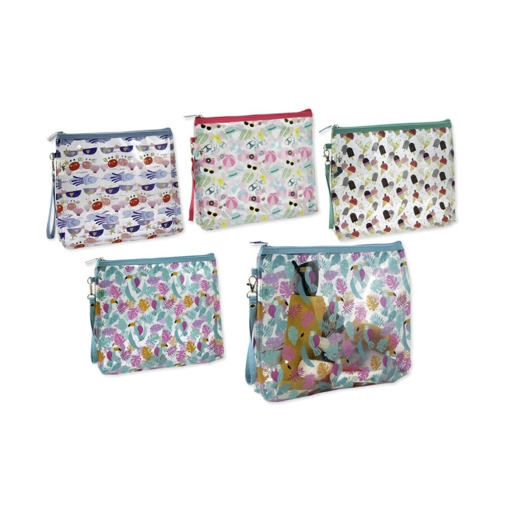 Lagart Good Time Neceser Transparente - Asa de Transporte - Fabricado en PVC - Medidas 25x30x6cm - Diseños Surtidos