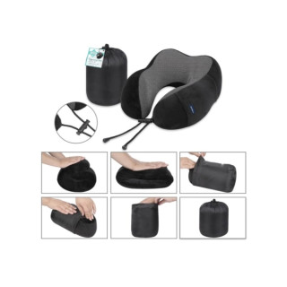 Lagart Almohada Cervical de Viaje con Relleno de Espuma - Funda de Poliester Lavable con Bolsillo - Bolsa de Transporte - Color