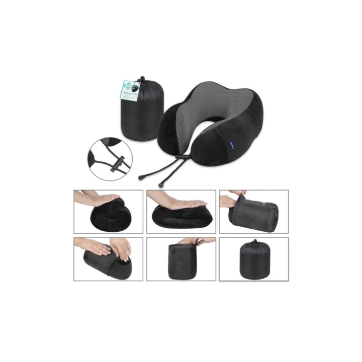 Lagart Almohada Cervical de Viaje con Relleno de Espuma - Funda de Poliester Lavable con Bolsillo - Bolsa de Transporte - Color