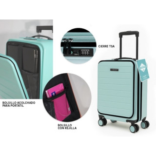 Lagart Maleta Trolley Pocket de Cabina Rigida 20” 55x34x20cm - Compartimento Frontal Acolchado para Portatil - Cierre TSA - Rued