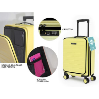 Lagart Maleta Trolley Pocket de Cabina Rigida 20” 55x34x20cm - Compartimento Frontal Acolchado para Portatil - Cierre TSA - Rued