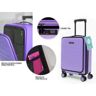 Lagart Maleta Trolley Pocket de Cabina Rigida 20” 55x34x20cm - Compartimento Frontal Acolchado para Portatil - Cierre TSA - Rued