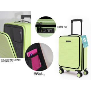 Lagart Maleta Trolley Pocket de Cabina Rigida 20” 55x34x20cm - Compartimento Frontal Acolchado para Portatil - Cierre TSA - Rued