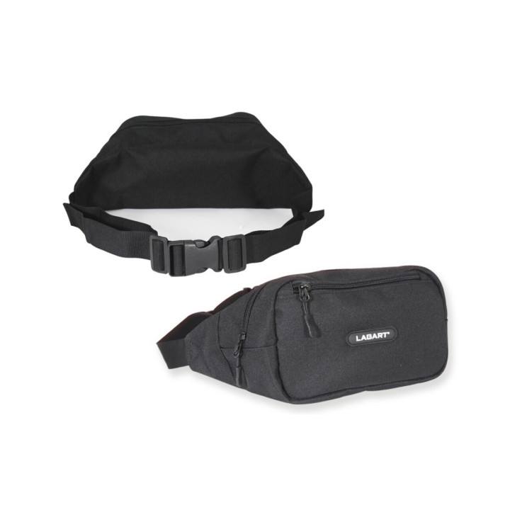 Lagart Riñonera Fabricada en Poliester 900D - Varios Bolsillos - Cinta Ajustable - Medidas 26x15x8cm - Color Negro