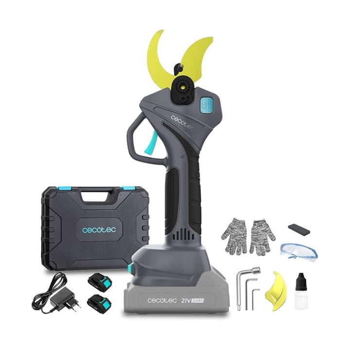 Cecotec TitanCut 5000 Tijeras de Podar Inalambricas - Ramas hasta 50mm - 600W - 2 Baterias 21V 2Ah - Pantalla Digital - Incluye