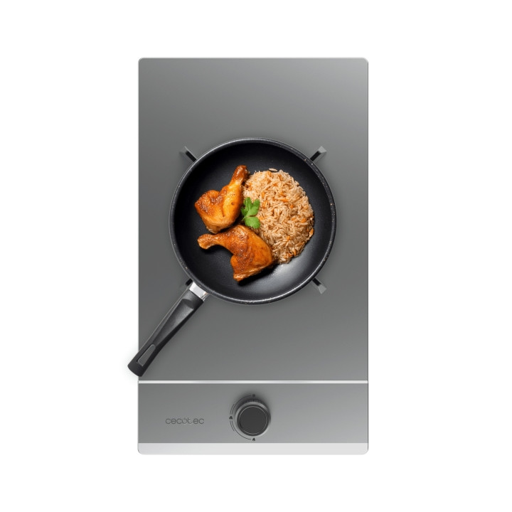Cecotec Bolero Squad G 1200S Inox Cocina de Gas Encastrable - 1 Quemador - Acero Inoxidable - 3.5kW - Parrillas de Hierro Fundid