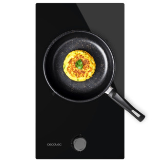 Cecotec Bolero Squad G 1200S Glass Black Cocina de Gas Encastrable - 1 Quemador - Acabado en Cristal Negro - 3.5kW - Parrillas d