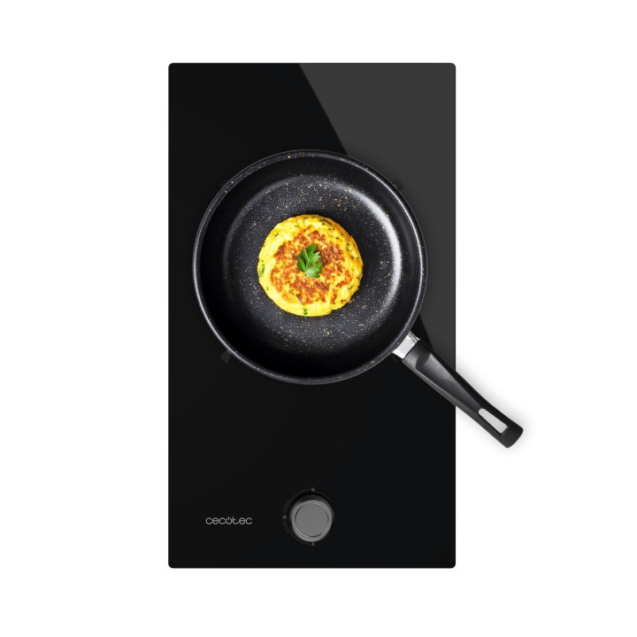 Cecotec Bolero Squad G 1200S Glass Black Cocina de Gas Encastrable - 1 Quemador - Acabado en Cristal Negro - 3.5kW - Parrillas d