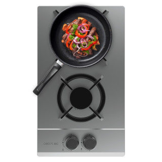 Cecotec Bolero Squad G 2200S Inox Cocina de Gas Encastrable - 2 Quemadores - Acero Inoxidable - 5.25kW - Parrillas de Hierro Fun