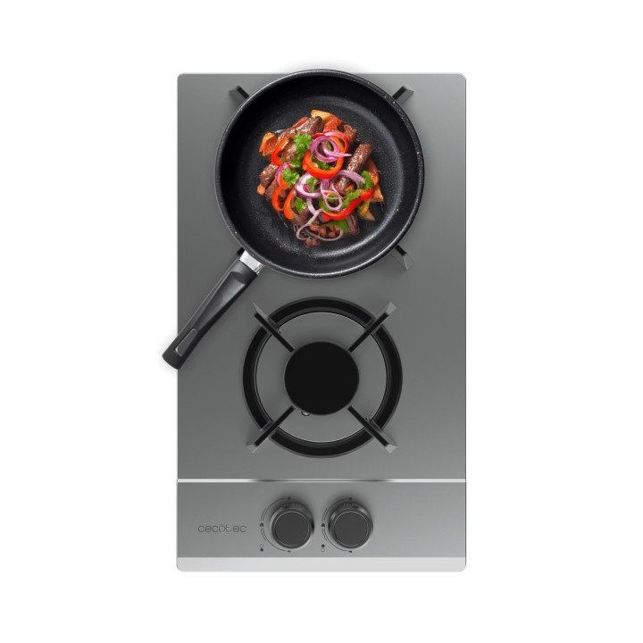 Cecotec Bolero Squad G 2200S Inox Cocina de Gas Encastrable - 2 Quemadores - Acero Inoxidable - 5.25kW - Parrillas de Hierro Fun