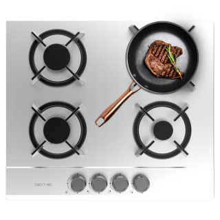 Cecotec Bolero Squad G 4200S Inox Cocina de Gas Encastrable - 4 Quemadores - Acero Inoxidable - 8kW - Parrillas de Hierro Fundid