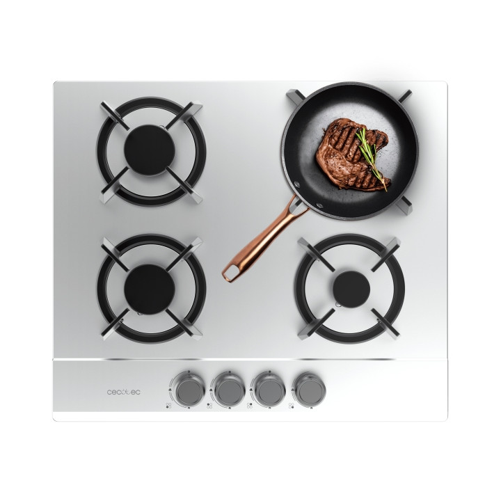 Cecotec Bolero Squad G 4200S Inox Cocina de Gas Encastrable - 4 Quemadores - Acero Inoxidable - 8kW - Parrillas de Hierro Fundid