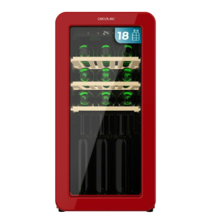 Cecotec Bolero GrandSommelier Origin 18 Hit Red Vinoteca para 18 Botellas - Luz LED - Temperatura Regulable - Estilo Retro - Com