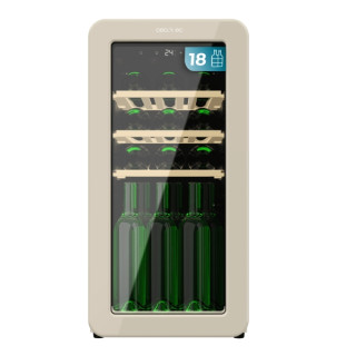 Cecotec Bolero GrandSommelier Origin 18 Hit Beige Vinoteca 18 Botellas - Luz LED - Temperatura Regulable - Estilo Retro - Compre