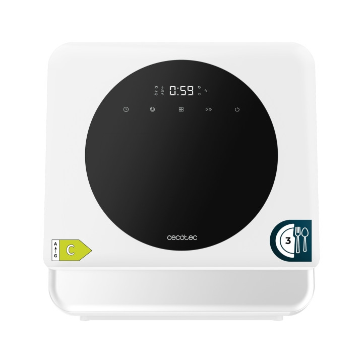 Cecotec Bolero Aguazero 1100 Mini Lavavajillas - 3 Cubiertos - Capacidad 5L - 6 Programas - Inicio Programable - Color Blanco