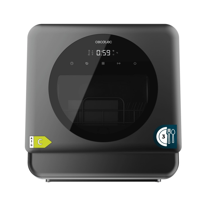 Cecotec Bolero Aguazero 1150 Dark Mini Lavavajillas - 3 Cubiertos - Capacidad 5L - 6 Programas - Ventana de Visualizacion - Inic