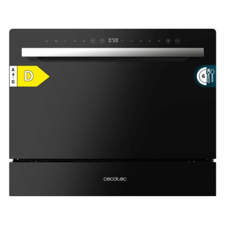 Cecotec Bolero Aguazero 2400 Black Glass Mini Lavavajillas - 6 Servicios - Seguro Infantil - 5 Programas - Inicio Programable -