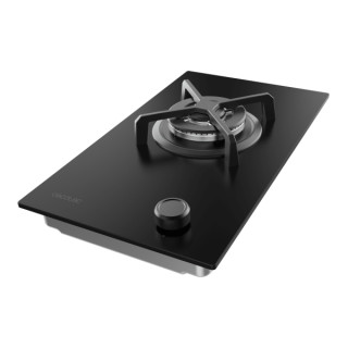 Cecotec Bolero Squad G 1400S Nano Glass Cocina de Gas Encastrable - 1 Quemador - Acabado en Cristal Negro - 3.4kW - Parrillas de