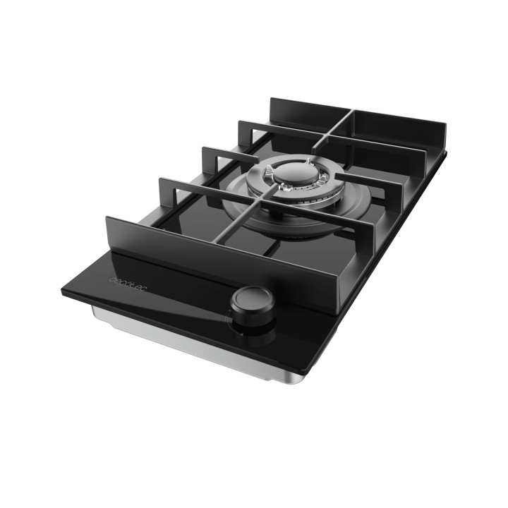 Cecotec Bolero Squad G 1400F Glass Black Cocina de Gas Encastrable - 1 Quemador - Acabado en Cristal Negro - 3.4kW - Parrillas d