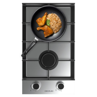 Cecotec Bolero Squad G 2400F Inox Cocina de Gas Encastrable - 2 Quemadores - Acero Inoxidable - 5.2kW - Parrillas de Hierro Fund