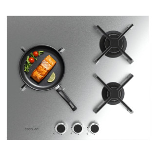 Cecotec Bolero Squad G 3400S Inox Cocina de Gas Encastrable - 3 Quemadores - Acero Inoxidable - 6.2kW - Parrillas de Hierro Fund