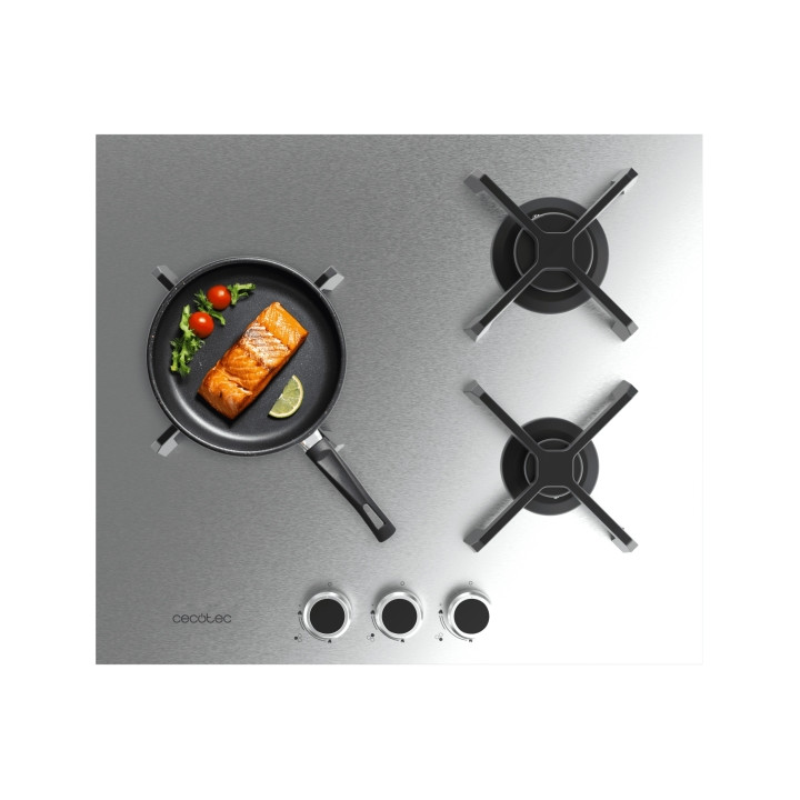 Cecotec Bolero Squad G 3400S Inox Cocina de Gas Encastrable - 3 Quemadores - Acero Inoxidable - 6.2kW - Parrillas de Hierro Fund
