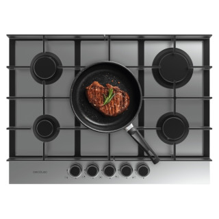 Cecotec Bolero Squad G 5400F Inox Cocina de Gas Encastrable - 5 Quemadores - Acero Inoxidable - 10.4kW - Parrillas de Hierro Fun