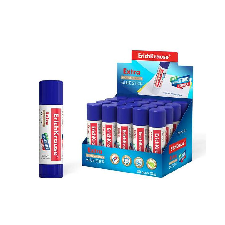 Erichkrause Pegamento en Barra Extra 21gr - Formula Super Fuerte - Consumo Economico - Adhesion Rapida y Fiable - Facil de Lava