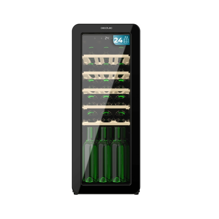 Cecotec Bolero GrandSommelier Origin 24 Hit Black Vinoteca para 24 Botellas - Luz LED - Temperatura Regulable - Estilo Retro - V