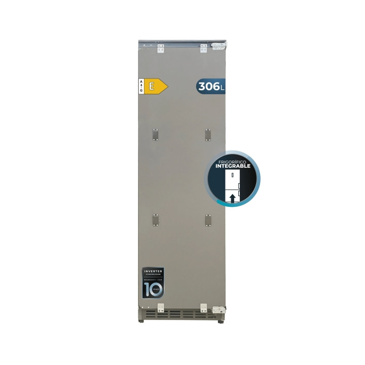 Cecotec Bolero CoolMarket 1D BI-D 306 GREY E Frigorifico una Puerta Integrable - Capacidad 222L - Incluye Accesorios - Modo Vaca