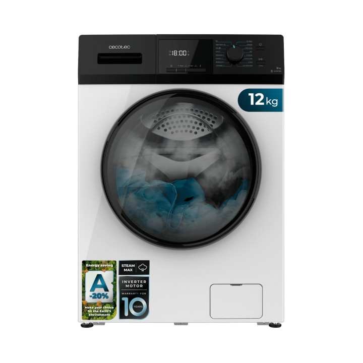 Cecotec Bolero Dresscode 12410 Inverter Lavadora de Carga Frontal - Capacidad 12kg - Velocidad 1400rpm - Temperatura Regulable -