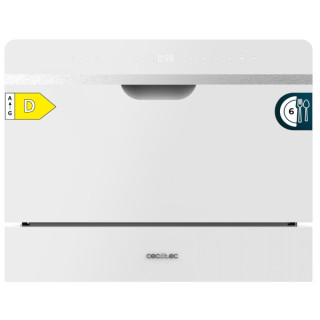 Cecotec Bolero Aguazero 2500 S-BI White Glass Mini Lavavajillas - 6 Servicios - Seguro Infantil - 5 Programas - Inicio Programab