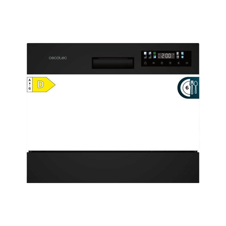 Cecotec Bolero Aguazero 2300 Mini Lavavajillas - 6 Cubiertos - Temperatura Regulable - Seguro Infantil - 8 Programas - Inicio Pr