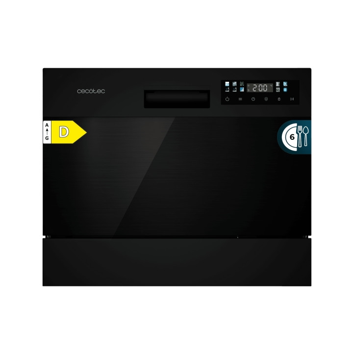 Cecotec Bolero Aguazero 2300 Dark Lavavajillas Compacto - 6 Cubiertos - Temperatura Regulable - Seguro Infantil - 8 Programas -