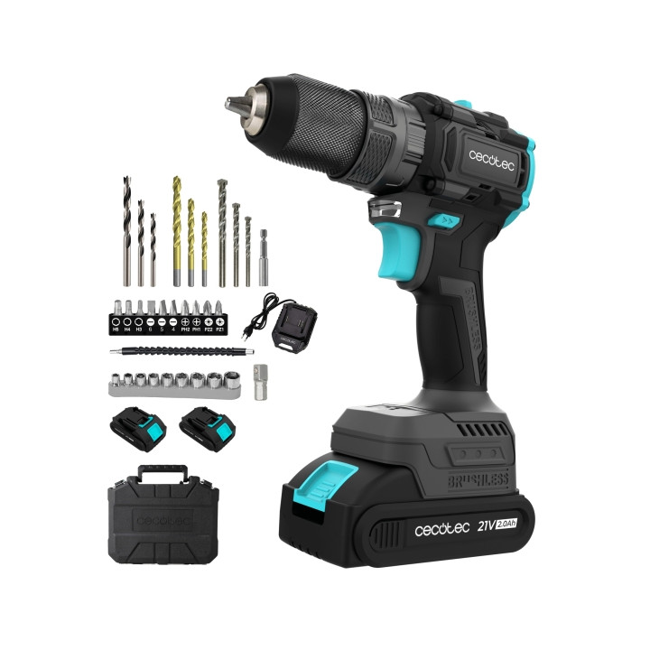 Cecotec PowerForce 3000 Impact Brushless Taladro Percutor Inalambrico - 2 Baterias 21V 2Ah - Par de Apriete 50Nm - 1.500rpm - Pe