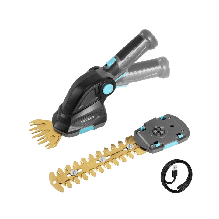 Cecotec TitaniumSword 2000 Hand Cortasetos Inalambrico 2 en 1 - Espada de 17cm - Mando Rotatorio - Bateria Integrada 7.2V - Cuch