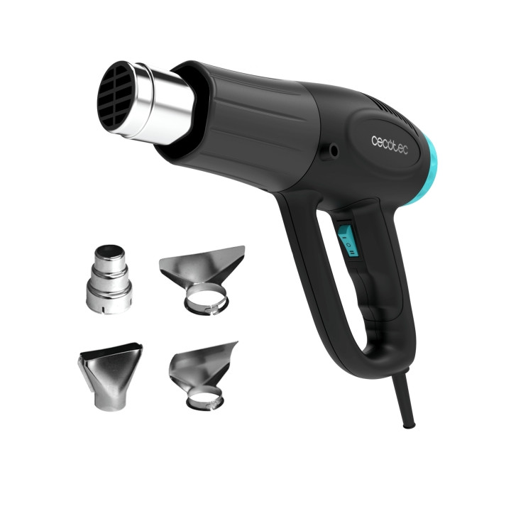 Cecotec Hell Gun 3500 Pistola de Calor - 2000W - Temperatura Regulable hasta 550ºC - Cabezales Incluidos - Color Negro