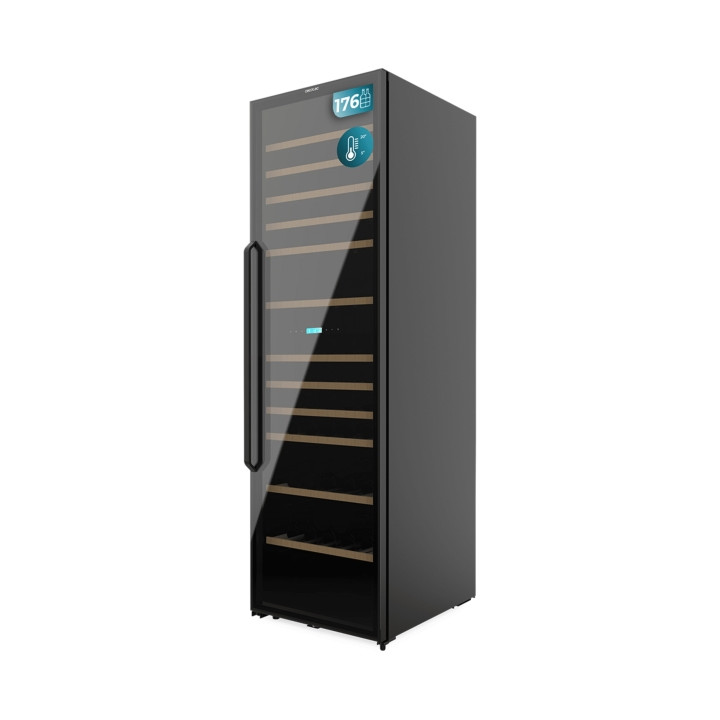 Cecotec Bolero GrandSommelier Duo 176000 Black Vinoteca para 176 Botellas - Luz LED - Temperatura Regulable - Doble Zona - Panta