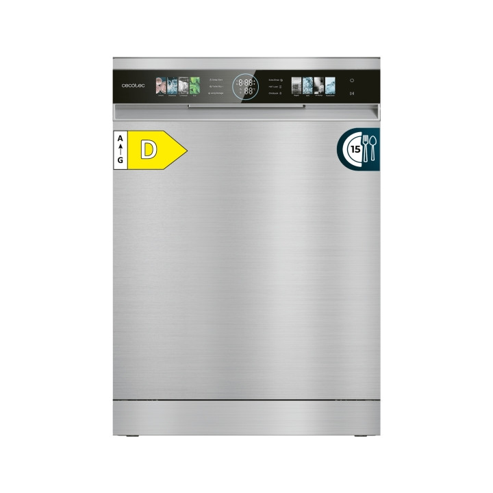 Cecotec Bolero Aguazero 6320 Inox Lavavajillas de 60cm - 15 Servicios - Modo Turbo - Pantalla XXL - 8 Programas - Bandeja para C