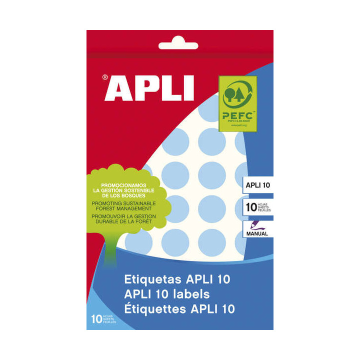 Apli Etiquetas 10 Azules Ø 19mm 8 Hojas