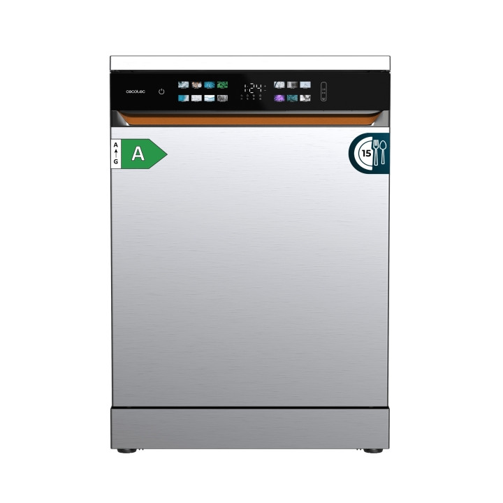 Cecotec Bolero Aguazero 6900 Inox Lavavajillas - 15 Cubiertos - Temperatura Regulable - Pantalla XXL - 8 Programas - Motor Inver