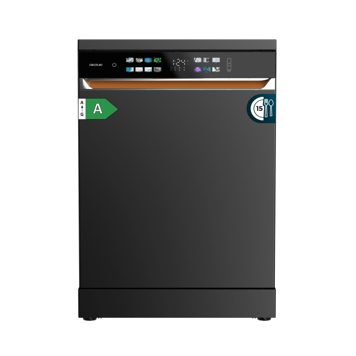 Cecotec Bolero Aguazero 6900 Dark Lavavajillas - 15 Cubiertos - Temperatura Regulable - Pantalla XXL - 8 Programas - Motor Inver