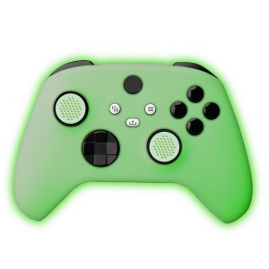 FR-TEC Funda de Silicona Xbox Glow in The Dark - Grips Incluidos - Brilla en La Oscuridad - Color Verde
