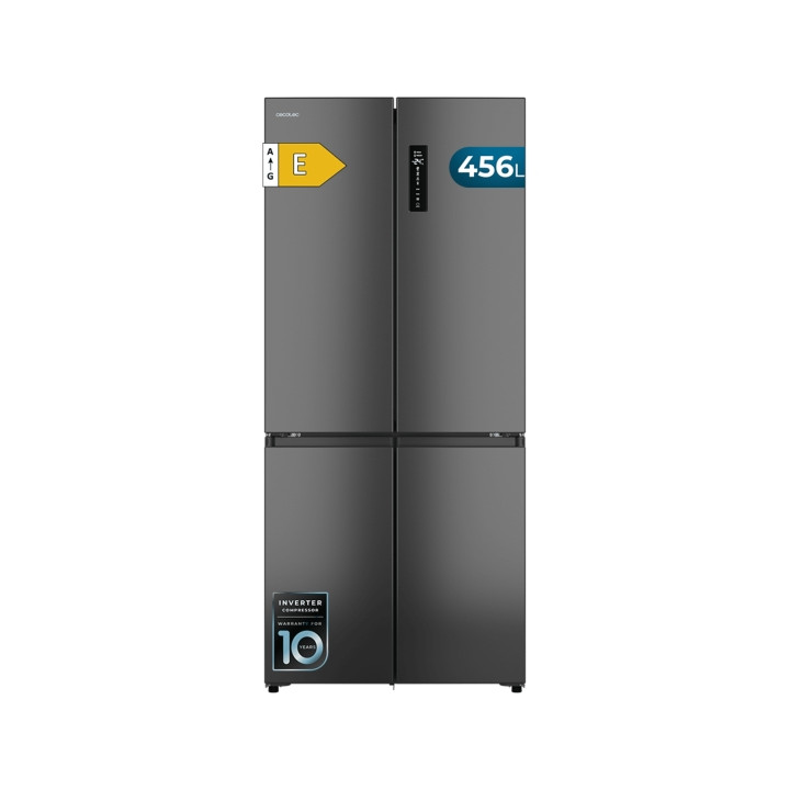 Cecotec Bolero CoolMarket 4D 456 SBI Dark E Frigorifico Americano 4 Puertas - Capacidad 456L - Silencioso 35dB - Luz LED - Panta