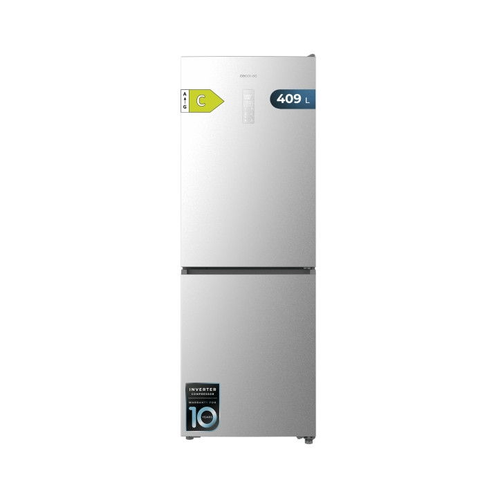 Cecotec Bolero CoolMarket Combi 409 Inox C Frigorifico Combi - Capacidad 409L - Compresor Inverter - Congelacion Ultrarapida - S