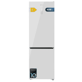 Cecotec Bolero CoolMarket Combi 456 White Glass E Frigorifico Combi - Capacidad 456L - Compresor Inverter - Puerta de Cristal -