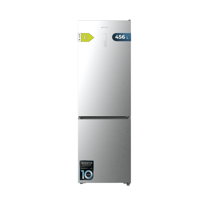 Cecotec Bolero CoolMarket Combi 456 Inox C Frigorifico Combi - Capacidad 456L - Compresor Inverter - Congelacion Ultrarapida - S