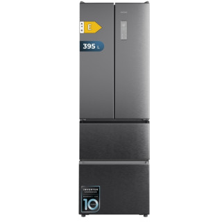 Cecotec Bolero CoolMarket Combi F2D 395 Inox E Frigorifico Puerta Francesa de 4 Puertas - Capacidad 395L - Compresor Inverter -